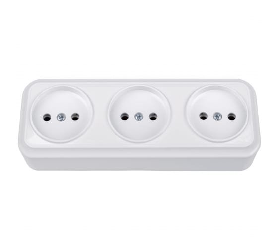 Фотография товара 'Bylectrica Розетка 3-местная ОУ, серия ВАРИАНТ, РА16-0161'