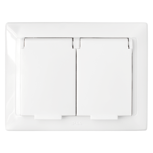 Фотография товара 'Bylectrica Розетка 2-местная СУ с заземляющим контактом со шторкой с крышкой IP44, серия СТИЛЬ, РС16-400'