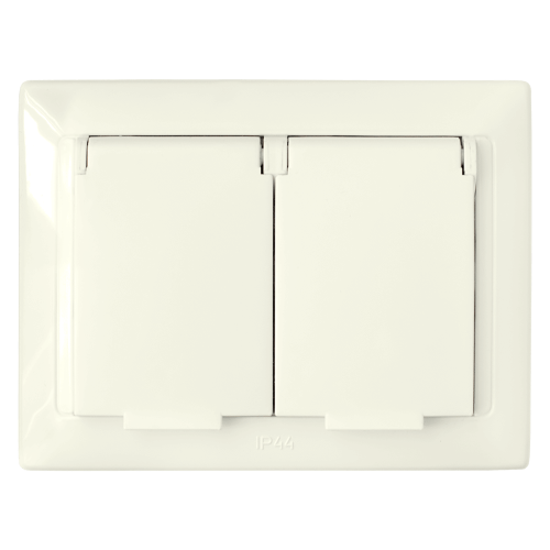 Фотография товара 'Bylectrica Розетка 2-местная СУ с заземляющим контактом со шторкой с крышкой IP44, серия СТИЛЬ, РС16-400 бежевый'